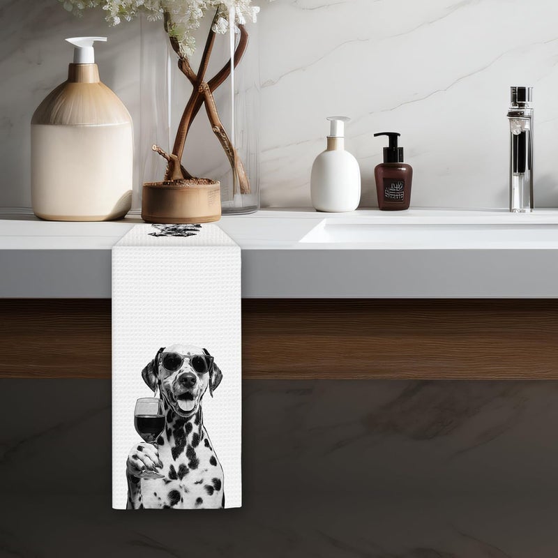 FIicy Dalmatian Gifts Wine Dog Kitchen Towels, Gifts for Dalmatian Dog Wine Lovers Decorative Hand Dish Towel for Kitchen Home Bar, Funny Dalmatians Dogs WineLover Home Bar Kitchens Decor(16x24 Inch) - Image 5